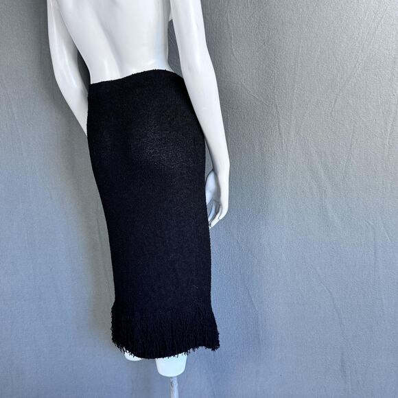 VTG 90s Black Fringe Skirt USA Minimalist Goth Grunge Womens S Avant Garde Art - Picture 12 of 14